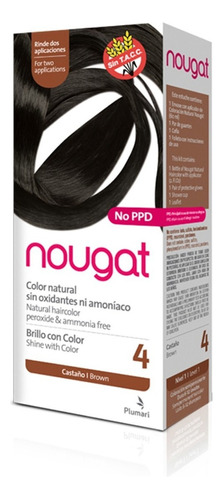 Tintura Plumari  Nougat Brillo con color tono 4 castaño