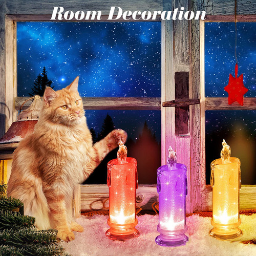Para Kit De 2 Velas Led Decorativas Medianas Con Llama Y