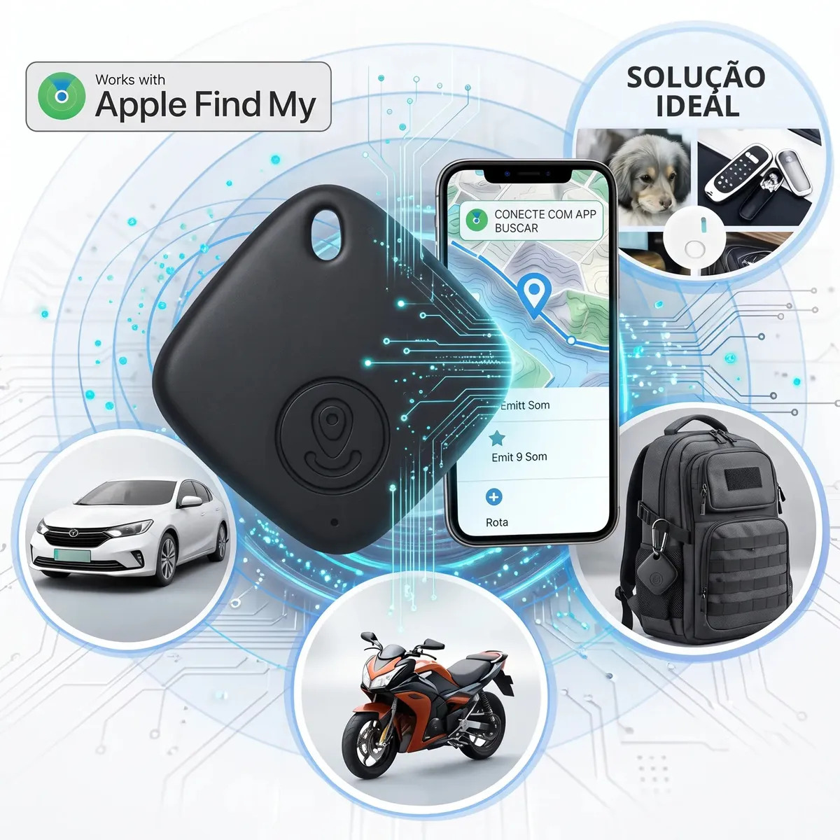 Rastreador Veicular Inteligente Para iPhone GPS de Longo Alcance, Sem Mensalidade