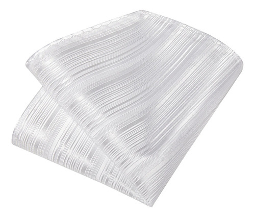 Kit Gravata Clássica Seda Branco Noivo 8cm Lenço Abotoaduras Comprimento 150 Cm Desenho Do Tecido Listras