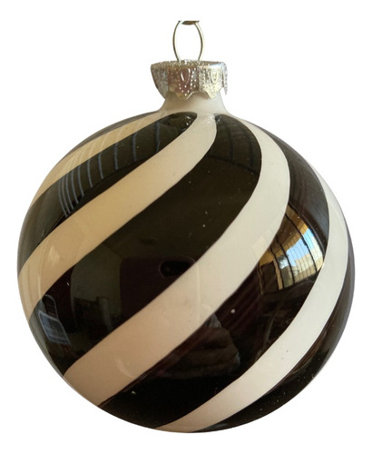 Esferas Navidad Caramelo Rojo/negro Grandes Artesanal 6 Pza