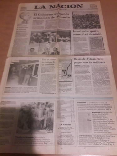 Diario La Nación 18 03 1993 Atentado Embajada Subte Alfonsín