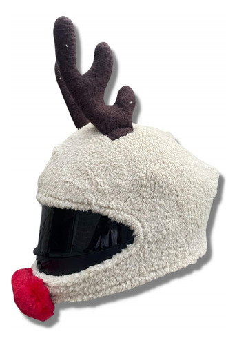 Funda Casco Moto Peluche Rodolfo El Reno Biker Navidad 