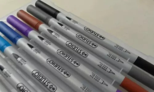 Marcadores Doble Punta 12 Unidades Marca Studio