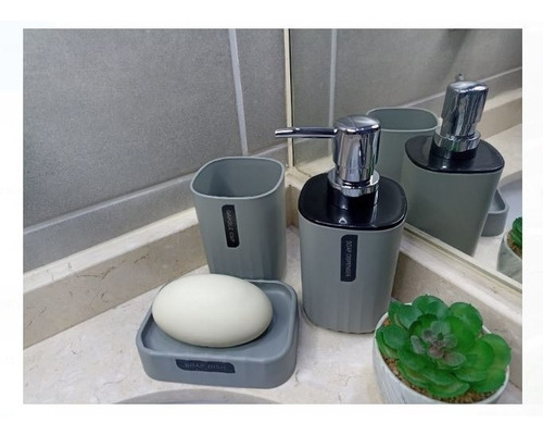 Imagen 2 de 3 de Set Baño 3 Piezas Taza Jabonera Dispensador