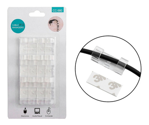 Organizador De Cables Clip X 12 Unidades Adhesivos