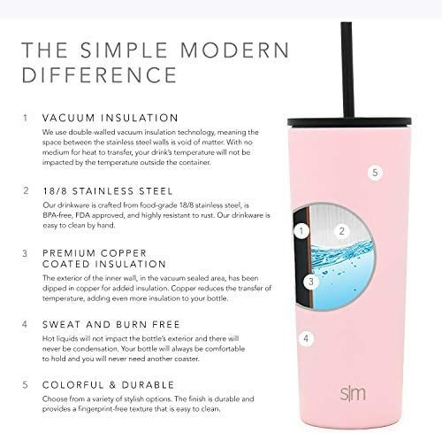 Imagen 8 de 9 de Vaso Térmico Clásico Con Popote Y Tapa Abatible-rubor/20oz