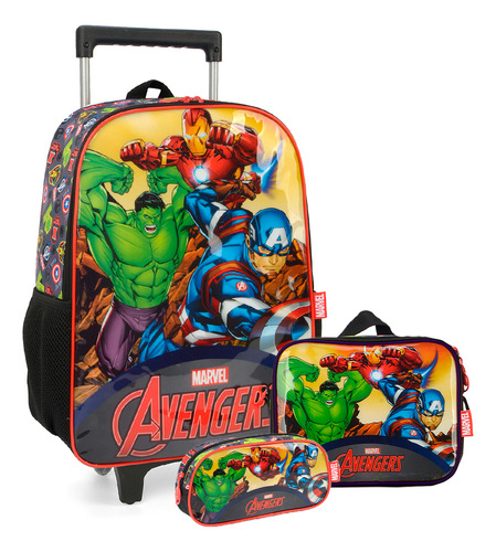 Kit Escolar Disney Avengers Mochila Estojo E Lancheira