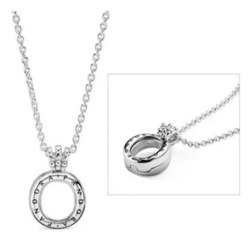 Pandora Collar  Colgante Locket Con Corona  Relicario Plata