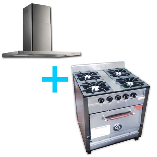 Imagen 3 de 7 de Combo Cocina Pevi Industrial 70 Cm + Campana 75 Cm Nihuil