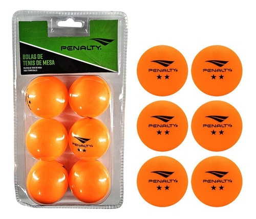 Kit Com 6 Bolas De Ping Pong Tênis De Mesa Penalty Laranja