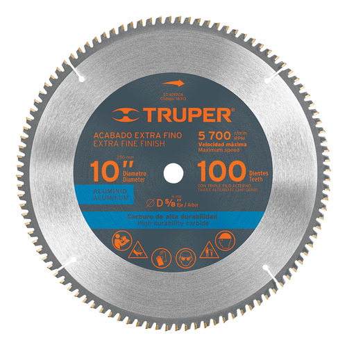 Sierra Circular Aluminio 100 D. 10'' X 5/8'' Truper 18313