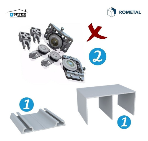 Sistema Deslizante Kit Roldana E Trilhos Mdf 15mm Ro62 1,30m