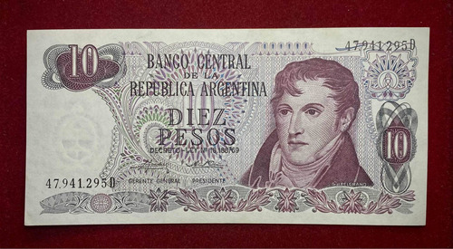 Billete 10 Pesos Ley Serie D 1975 Bottero 2356 Sin Circular 