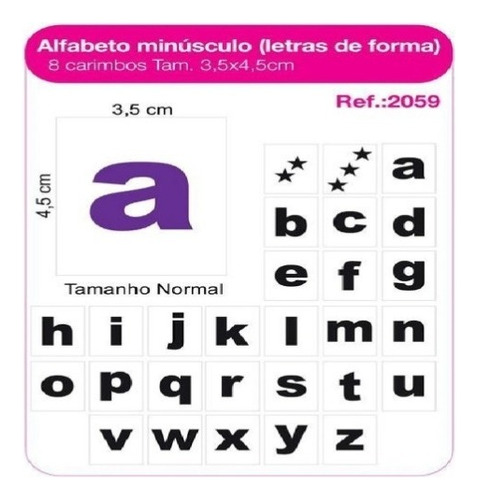 Carimbos Pedagógicos Alfabeto Minúsculo Letras De Forma C/28 Cor Do Exterior Carvalho