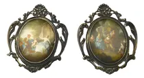 Comprar Lote 2 Camafeos Cuadros Antiguos Bronce Y Seda 13x10,5 Cm C4