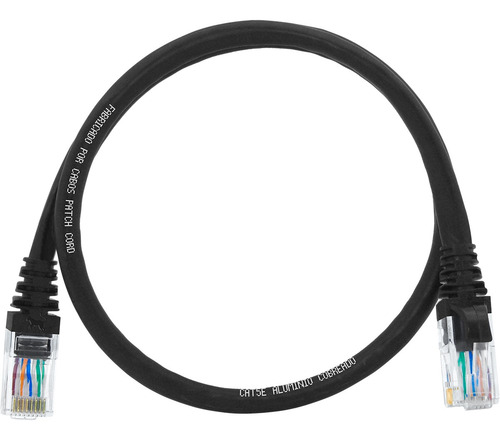 Kit 10 Un. Cabo Rede Patch Cord Cat5e Rj45 Preto - 70 Cm