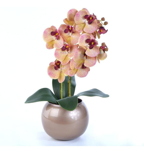 Arranjo De Orquídea Artificial Em Vaso Cobre Valentina | Parcelamento sem  juros