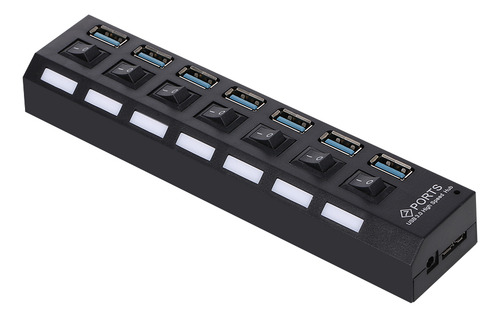 Divisor De Hub Usb 3.0 De 7 Puertos Con Interruptor Para Pc