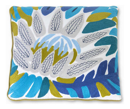 Cojin Flor Loto Azul 45x45cm Ambiente Living