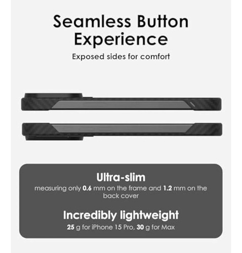 *. *. Capa De Fibra De Aramida Aulumu Para iPhone 15 Pro |