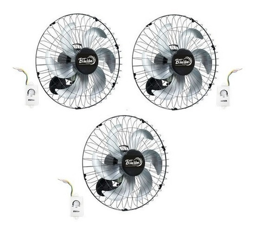 Kit 3 Ventilador Parede 50cm Turbo 200w Vitalex 