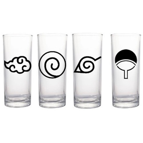 Set Vasos Altos Anime Naruto Uzumaki Uchiha Akatsuki