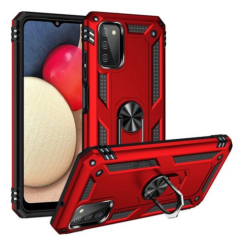 Funda Para Samsung Galaxy Antigolpes Con Anillo Magnético Rojo Samsung A21s