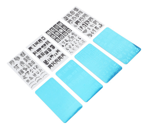 Placa Para Estampado De Uñas, 4 Unidades, Plantilla Francesa