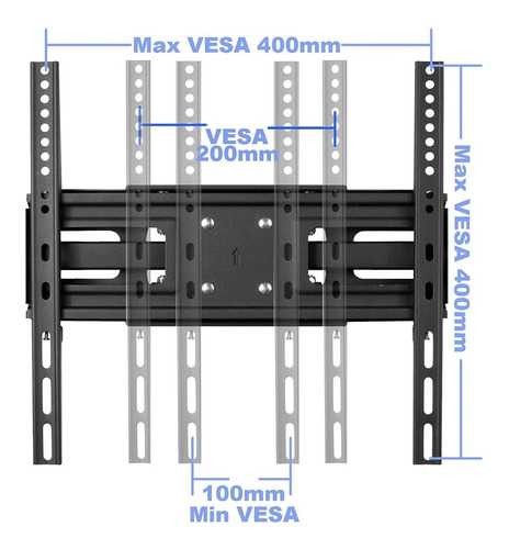 Imagen 6 de 10 de Soporte Base Pared Móvil Con Giro Tv 42 43 49 50 55 58 60 65