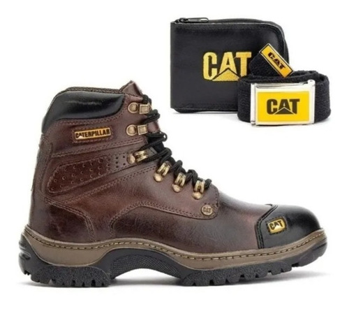 Imagen 4 de 10 de Botas Cat Caterpillar Impermeables + Cinto Y Billetera Stock