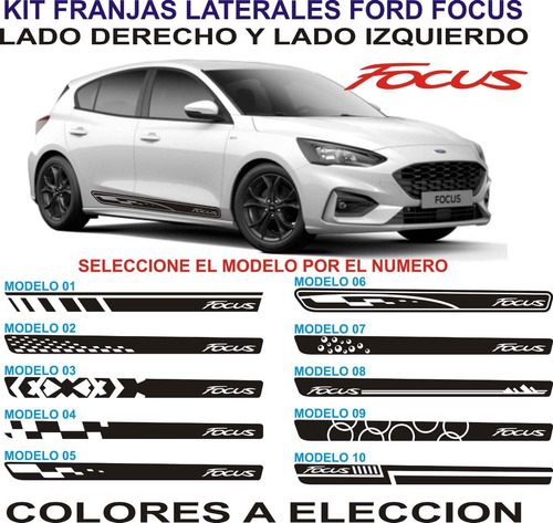Imagen 1 de 2 de Franjas Laterales Para Autos Ford Focus - Graficastuning