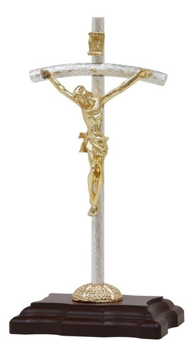 Cristo Con Base, Crucifijo. Baño De Oro Y Baño De Plata 
