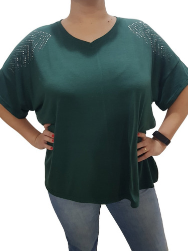 Remera Modal Con Brillo Mujer Talle Grande