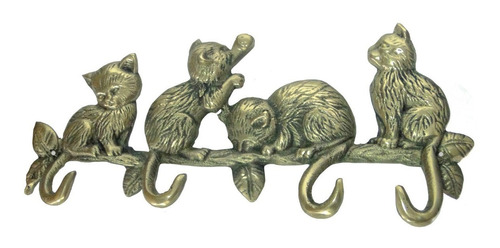 Porta Chaves Cabide Gatos Bronze Decoração Presentes Animais