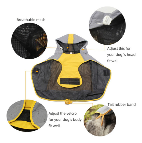Chubasquero Grande Para Perros Con Capucha Ajustable (azul,
