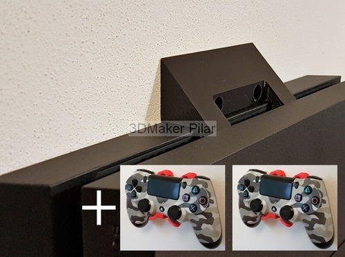 Combo Soporte Pared Ps4 Fat Slim Pro + 2 Sop Joystick Con Tornillos Y Tarugos - Mandos Playstation - Excelente Calidad!