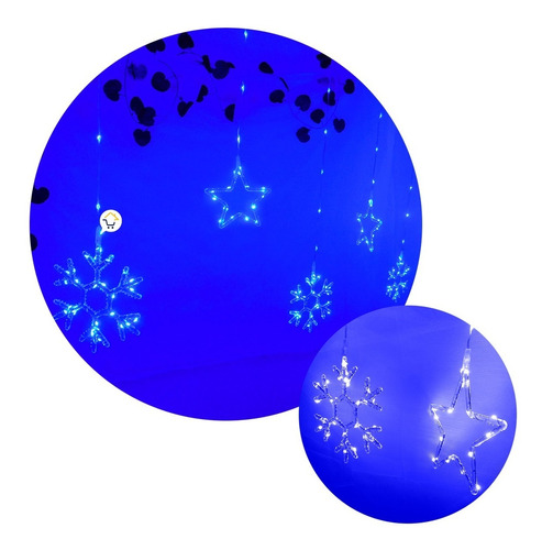 Luces Led Estrellas Y Copos 260 Luces 3m Navidad Azul 1629az