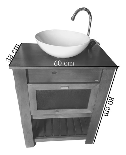 Imagen 6 de 9 de Vanitory Apoyo Madera Maciza Estilo Campo Rustico Puerta 60