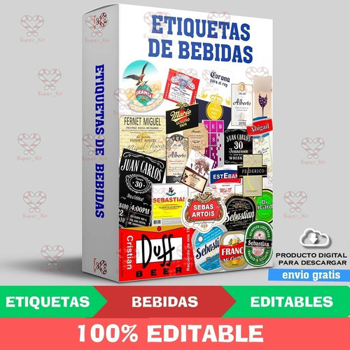 Kit Imprimible Etiquetas De Bebidas Editable