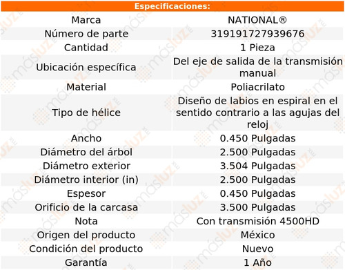 1) Retén Eje Salida T/ M Sierra 3500 01/06 National