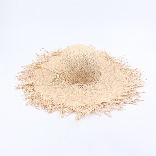 Sombrero De Paja Con Forma De Lazo Y Flecos De Paja Para Muj