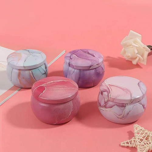24 Tarros De Velas Redondos De Metal De 60 Ml Con Tapas