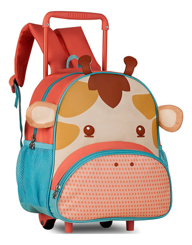 Mochila Rodinha Pets Girafa 13 Clio Style Infantil Menino Menina Criança Zoo Amarelo Laranja Azul
