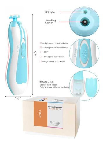 Avoa - Cortadora De Uñas Para Bebés, Eléctrica, Segura, Kit