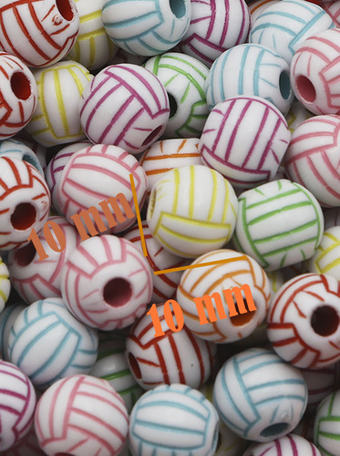 Balón Separador Acrilico Para Pulsera 100gr Futbol Volley Volley Colores 1 Cm 1 Cm