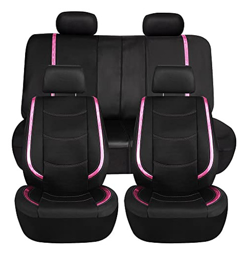 Fh Group Car Seat Covers Pink Full Set Faux Leather - Univer