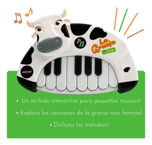 La Granja De Zenón Piano Musical Vaca Lola Interactivo Color Blanco