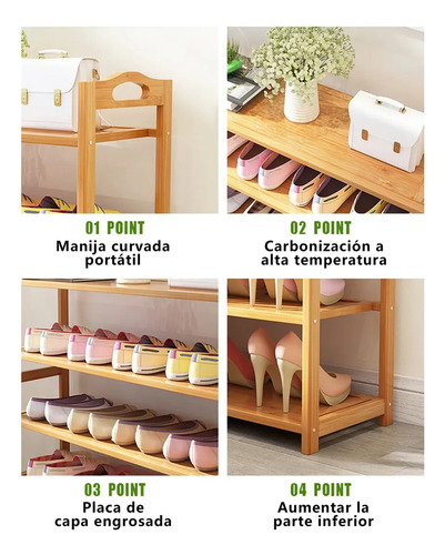 Almacenamiento Zapatos Zapateras 5 Piso Bamboo Organizador C Registro