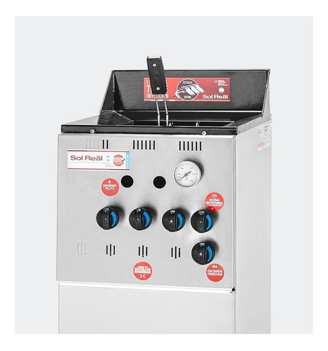 Imagen 2 de 3 de Freidora industrial Sol Real Triple Inyección 043 10L acero inoxidable 220V